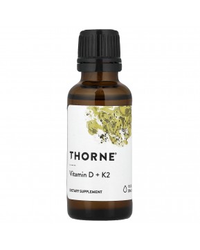 Thorne Research, витамины D и K2, 25 мкг (1000 МЕ), 30 мл Thorne Research, витамины D и K2, 25 мкг (1000 МЕ), 30 мл